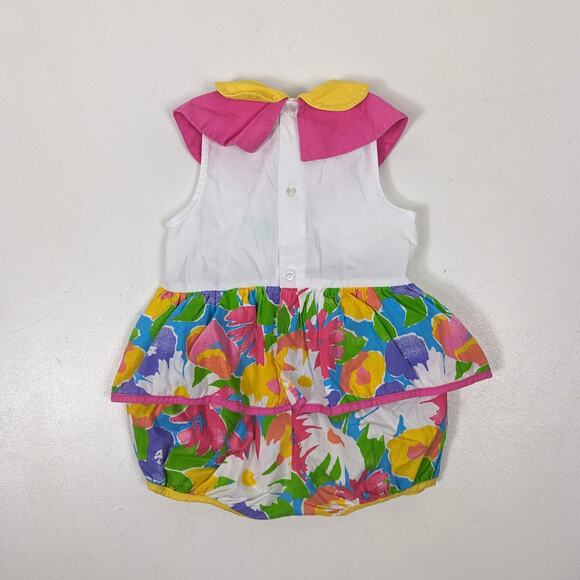 Vintage Bubble Romper Girls Size 18m Floral Tulip Outfit - Picture 4 of 5